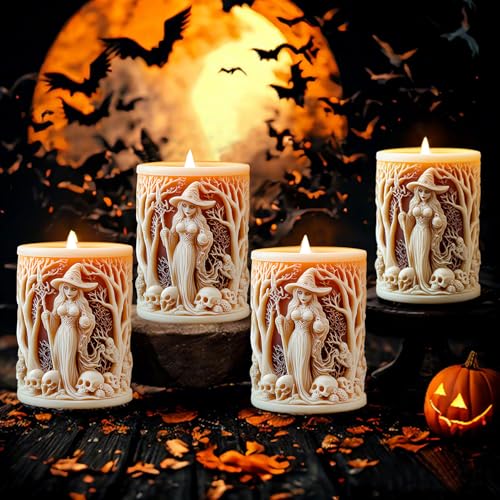 PEVOGON Halloween Candle Mold for Candle Making, 3DSilicone Mold for Resin Casting DIY Plaster Polymer Clay Home Decoration (Witch) - Image 4
