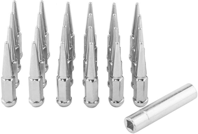 Partschoice 14mmx1.5 Chrome Spike Lug Nuts - 24Pcs M14x1.5 Acorn Close End with Socket Key - Image 2