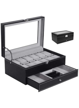 Double Layer 12PCS Jewelry Watch Bracelet Storage Box With Glass Plate Window,Black - pzsku/ZB3C9F76A52B409C1ABBEZ/45/_/1732766240/4005a23d-9bd5-4548-903f-81db2c9e5706