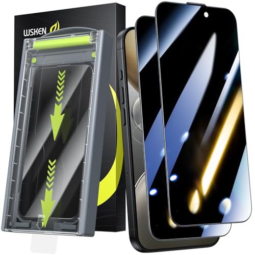 WSKEN for iPhone 16 Pro/iPhone 17 Privacy Screen Protector - [Auto Dust-Remove] 24 Degree Anti Spy 3D Full Coverage Shatterproof Tempered Glass with Zero Bubble Dust Clean Easy Installing House - Image 1