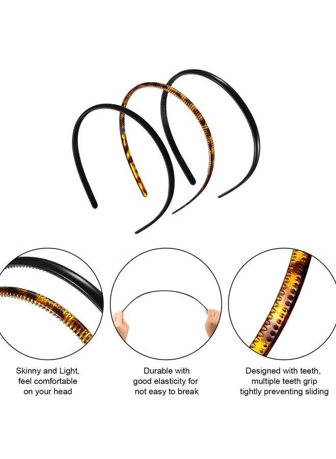 YJ 6 Pieces Plastic Headbands for Women Thin Headband with Teeth Plain Head Bands - Image 2