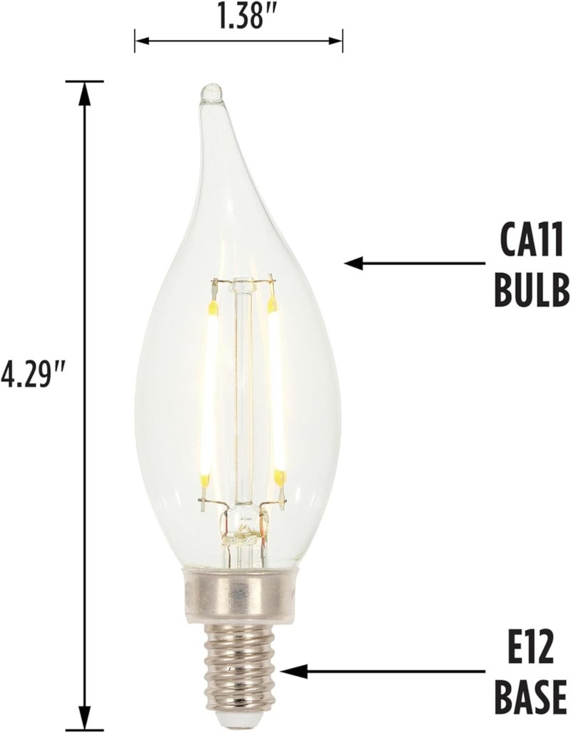 Westinghouse Westinghouse 4517220 33 Watt 40 Watt Equivalent CA11 Dimmable Clear Filament LED Light Bulb Candelabra Base 6 Pack - Image 3