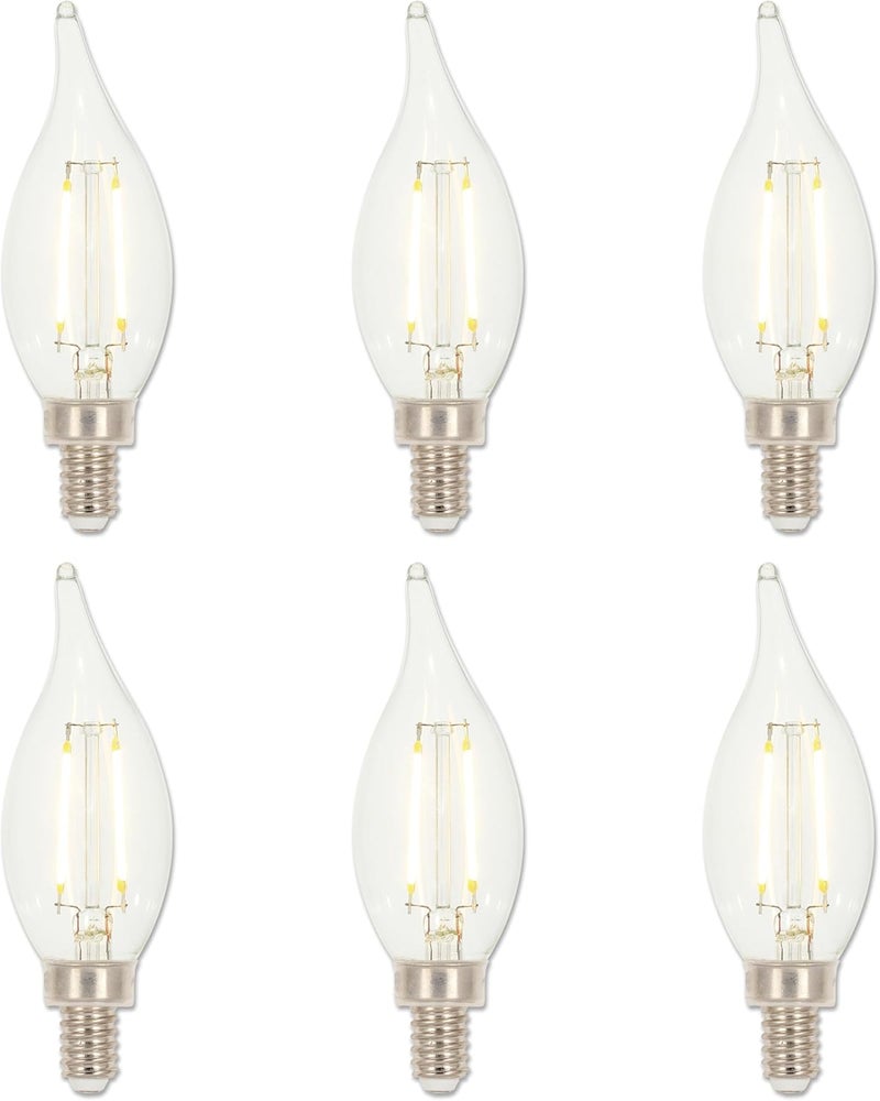 Westinghouse Westinghouse 4517220 33 Watt 40 Watt Equivalent CA11 Dimmable Clear Filament LED Light Bulb Candelabra Base 6 Pack - Image 1