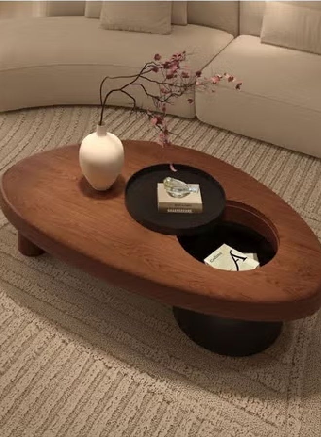 Raffine Rustic Solid Wood Coffee Table Natural Elegance Durable & Stylish Solid Wood Living Room Coffee Table 100 x 60 x 34 cm - Image 1