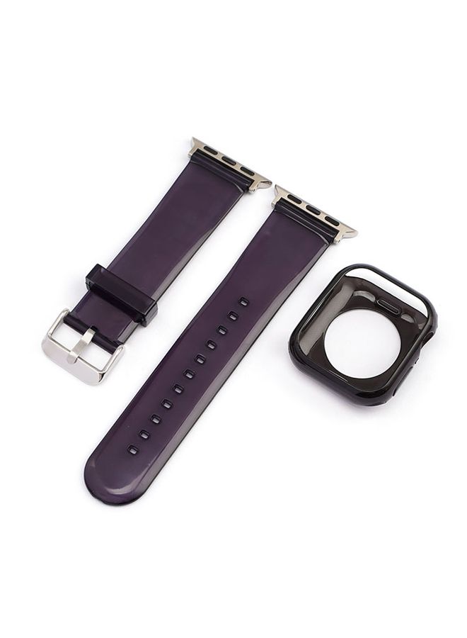BURAQ Protective Cover Jelly Watch Band + Case For Apple Watch Ultra 49mm&Watch Ultra 2 49mm / Series 9&8&7 45mm / SE 3&SE 2&6&SE&5&4 44mm / 3&2&1 42mm(Black)