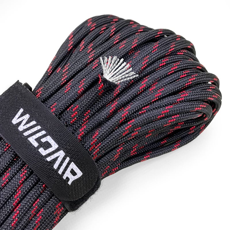 WILDAIR 750lb Paracord Parachute Cord Lanyard Ropes US Military Type IV11 Triple Strands 100FT Outdoor Camping Black Red