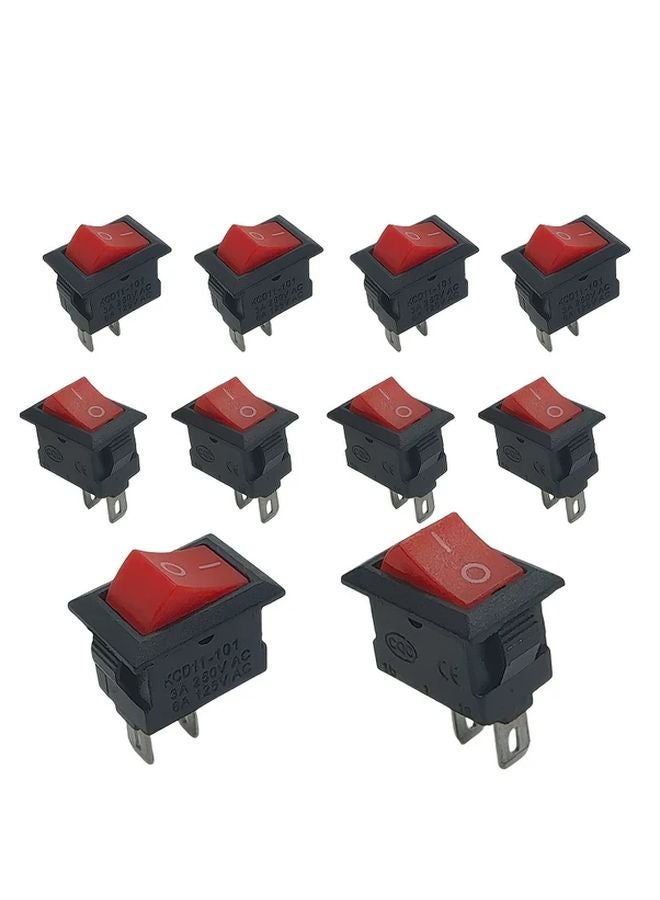 10 قطع من مفتاح التبديل الكهربائي ذي دبوسين وموضعين باللون الأحمر مع أطراف توصيل سريعة - Image 2