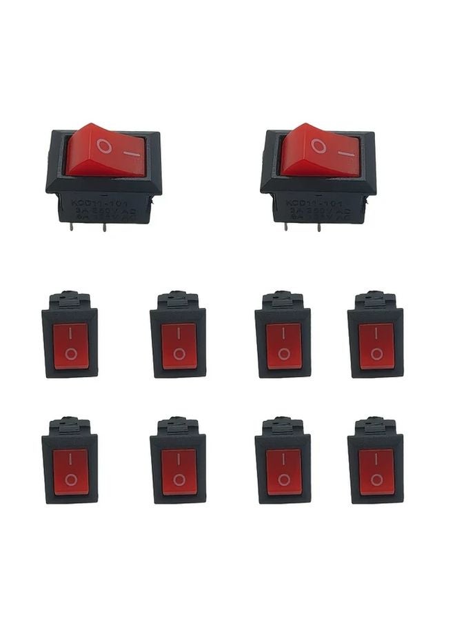10 قطع من مفتاح التبديل الكهربائي ذي دبوسين وموضعين باللون الأحمر مع أطراف توصيل سريعة - Image 4