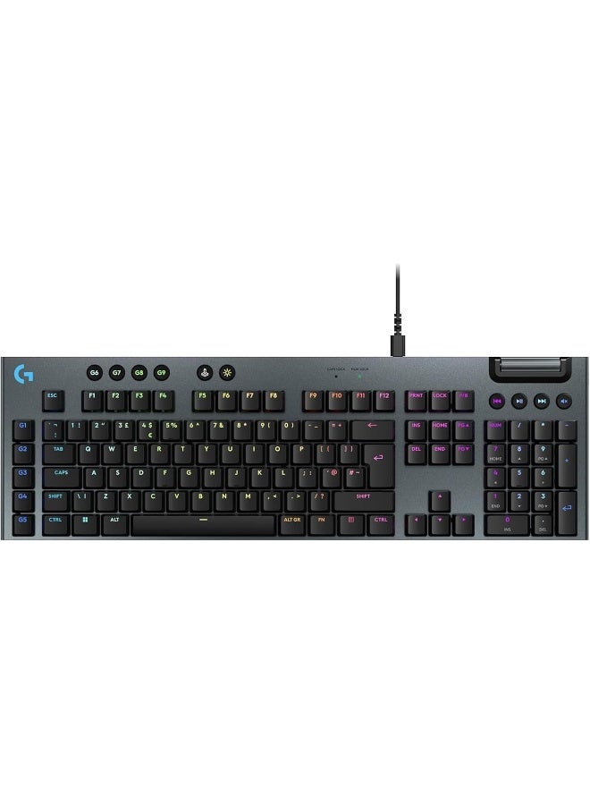 Logitech G915 X Low-Profile Wired Mechanical Gaming Keyboard, Double-Shot PBT Keycaps, Fully Programmable Keys, RGB Lighting, Aluminum Finish, GL Brown Tactile Switches, PC/Mac - Black