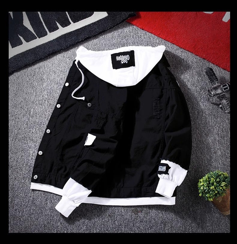Spring and Autumn New stitching Denim jacket men's Korean-style fashion brand casual baseball uniform all-matching couple jacket - Image 5