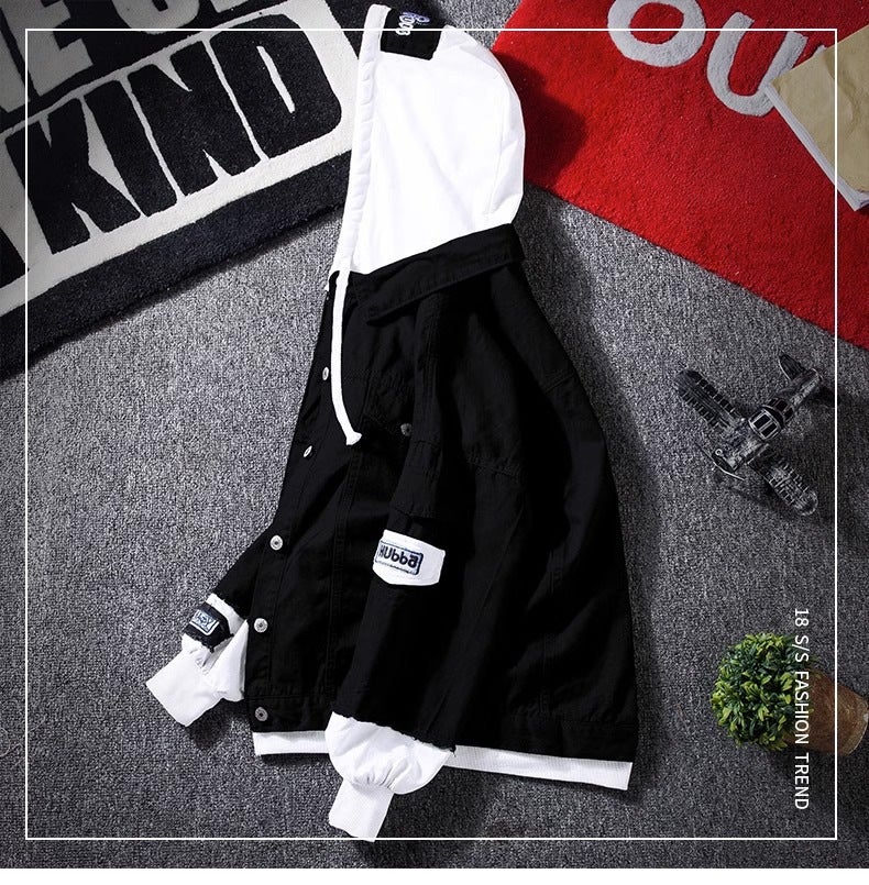 Spring and Autumn New stitching Denim jacket men's Korean-style fashion brand casual baseball uniform all-matching couple jacket - Image 4