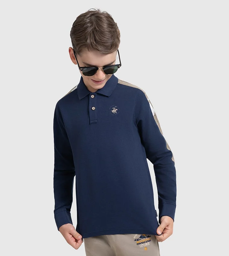 BEVERLY HILLS POLO CLUB Beverly Hills Polo Club Logo Embroidered Long Sleeves Polo T-Shirt