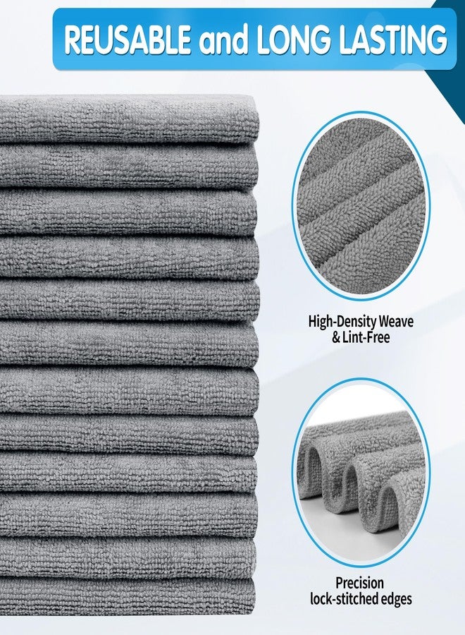FIXSMITH Grey Microfiber Cleaning Cloth -Pack of 12, Highly Absorbent Cleaning Rags, 12"X16" All Purpose Cleaning Towels for Housekeeping, Kitchen, Car, Lint Free and Reusable Microfiber Towels - Image 3