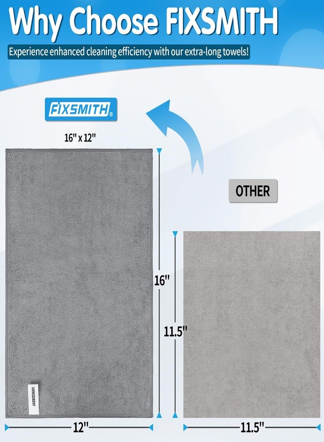 FIXSMITH Grey Microfiber Cleaning Cloth -Pack of 12, Highly Absorbent Cleaning Rags, 12"X16" All Purpose Cleaning Towels for Housekeeping, Kitchen, Car, Lint Free and Reusable Microfiber Towels - Image 2