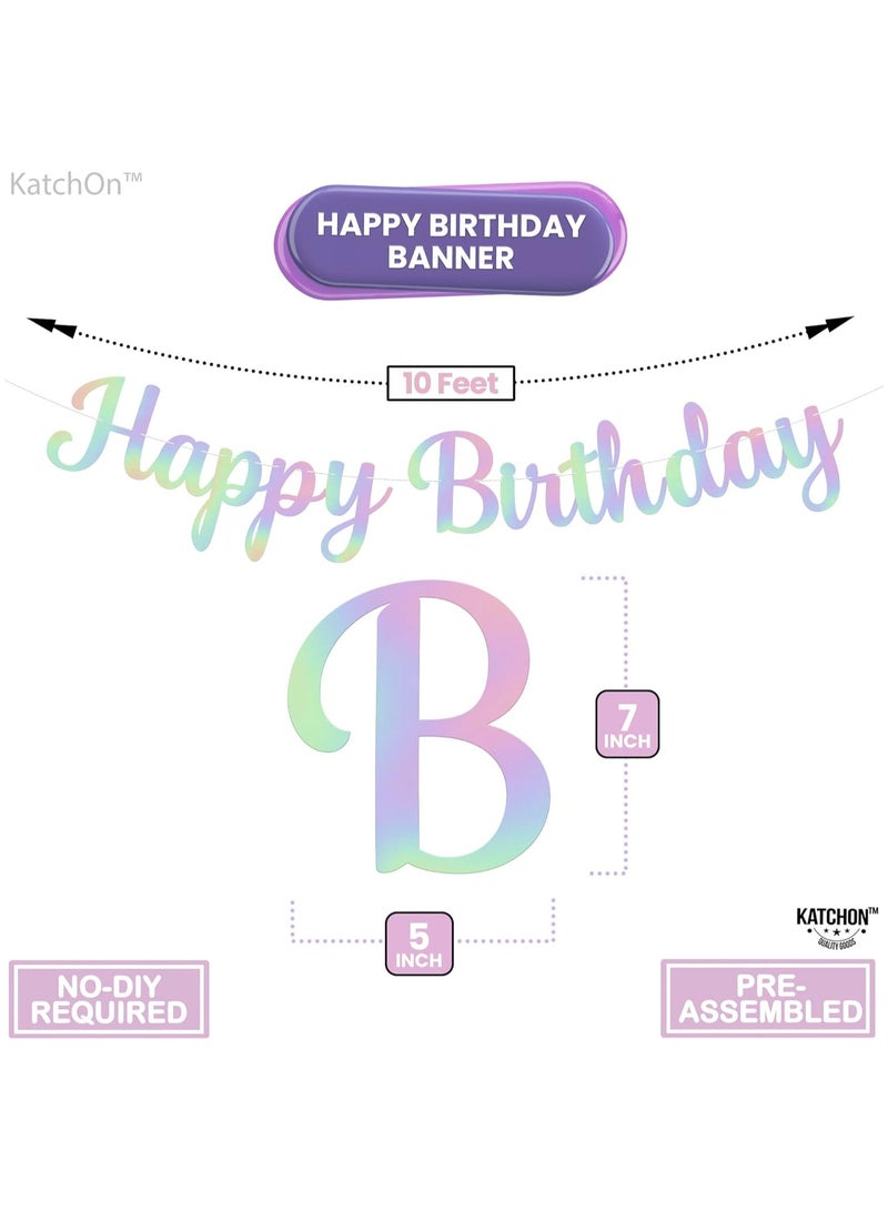 KATCHON Holographic Happy Birthday Banner For Happy Birthday Decorations | Unicorn Birthday Decorations - Image 3