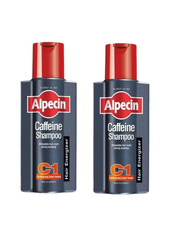 Alpecin 2 bottles of C1 Caffeine Anti-Hair Loss Shampoo 250ml - Strengthens hair roots, revitalizes scalp, reduces hair loss, restores thick, healthy hair - Image 1