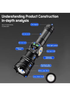 oldlaiben PM10TG Strong Light Flashlight,Power Handheld Flashlight,High Power Spotlight Long Range Led Flashlight,9 Modes With Side Cob Light,Digital Displaytype-C Charging,Zoomable Aluminum Alloy Torch Lantern,Waterproof,For Outdoor, Home, Camping  - Image 4