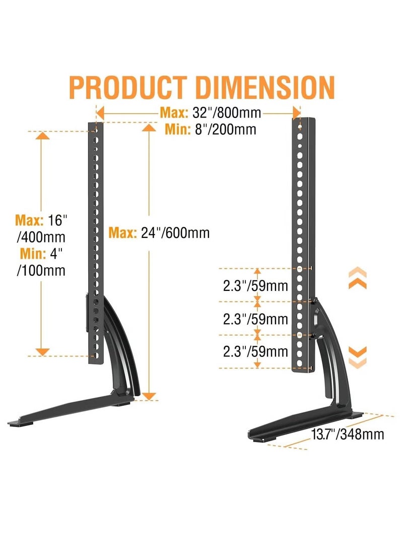 TIGER حامل تلفاز عالمي للطاولة لشاشات 27-55 بوصة – ارتفاع قابل للتعديل، قاعدة متينة لشاشات LCD/LED/Plasma، يتحمل حتى 88 رطل، متوافق مع VESA 800x400mm – تركيب تلفاز آمن وعصري للمنزل والمكتب - Image 3