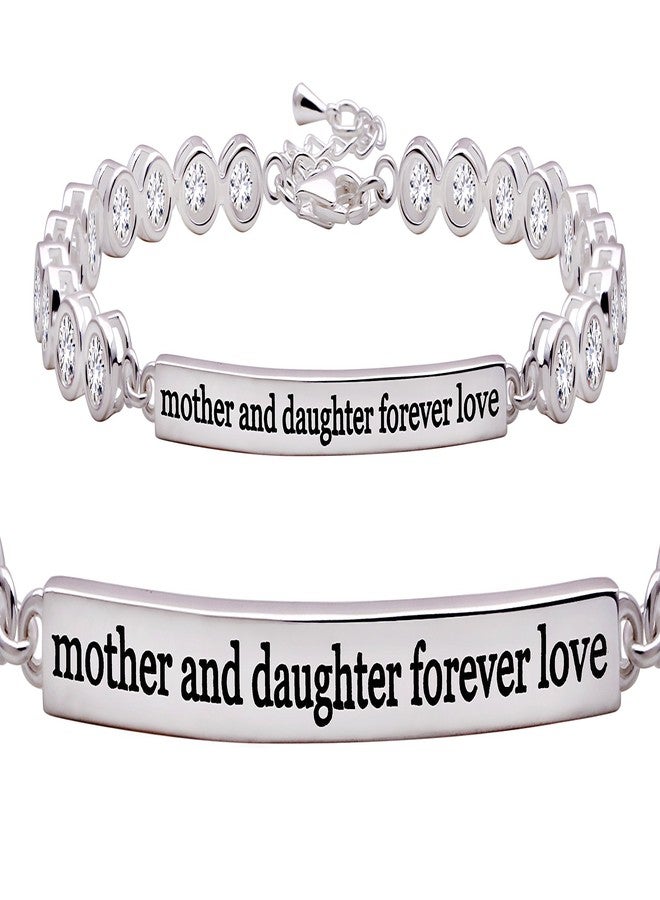ALOV Jewelry Sterling Silver "mother and daughter forever love" Cubic Zirconia Bracelet - Image 2