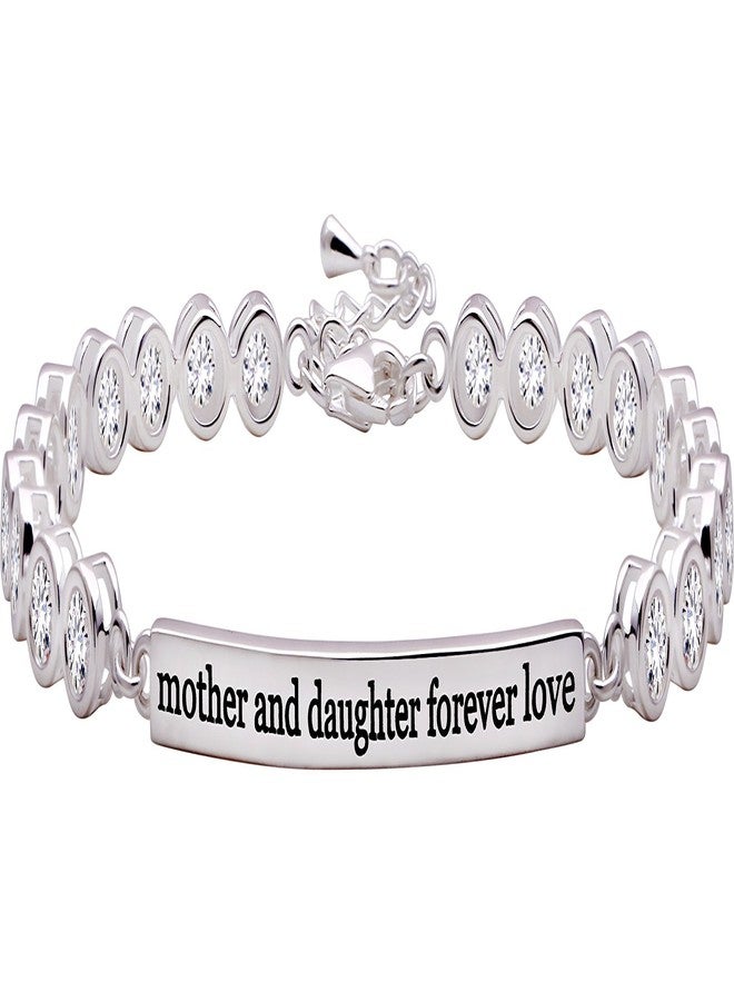 ALOV Jewelry Sterling Silver "mother and daughter forever love" Cubic Zirconia Bracelet - Image 1