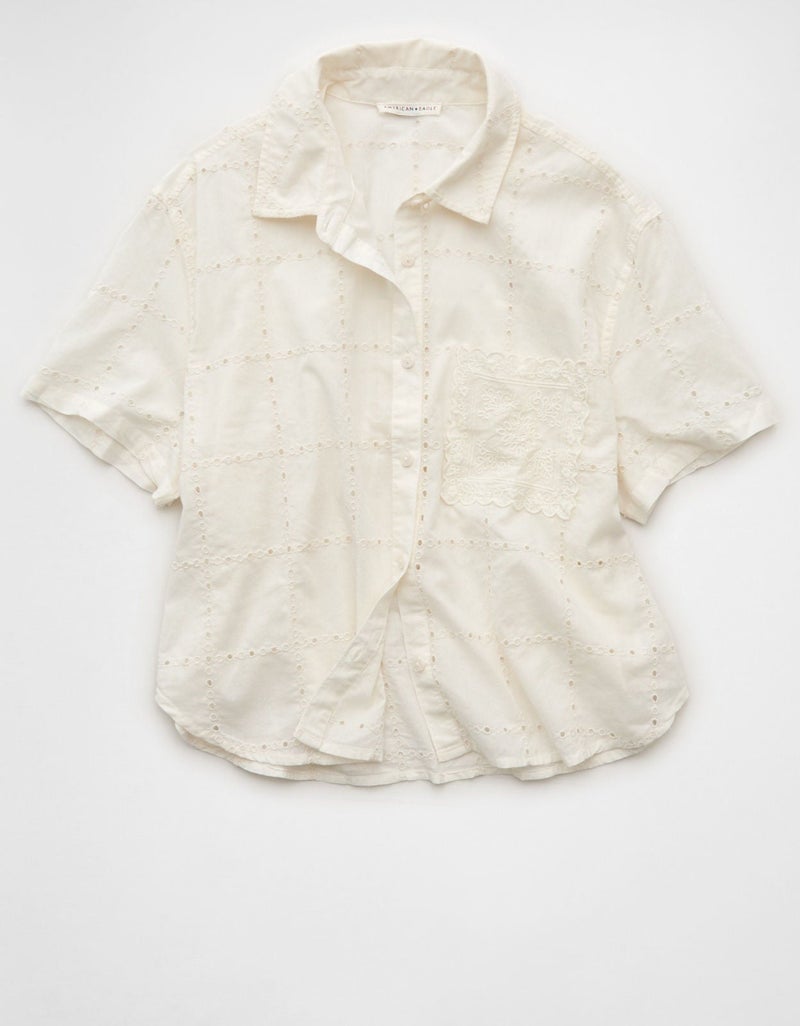 American Eagle AE Embroidered Cabana Shirt - Image 3
