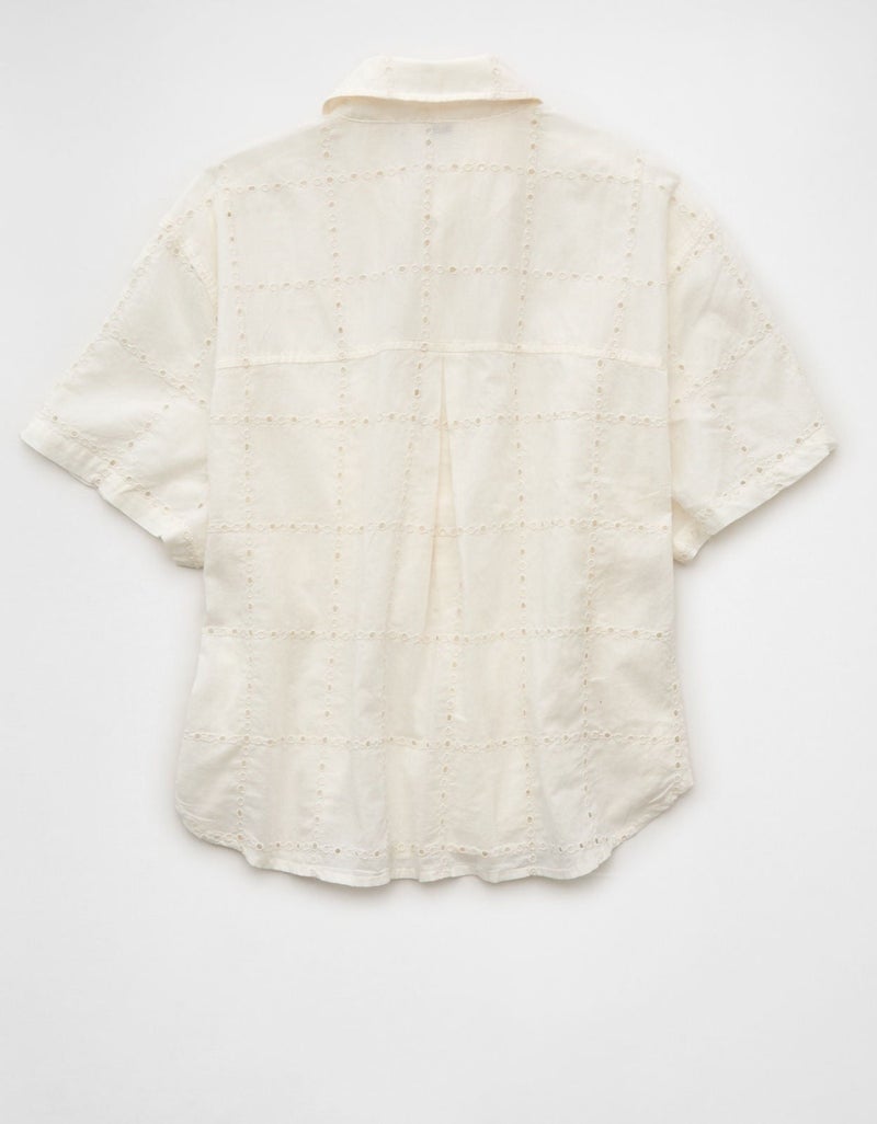 American Eagle AE Embroidered Cabana Shirt - Image 4