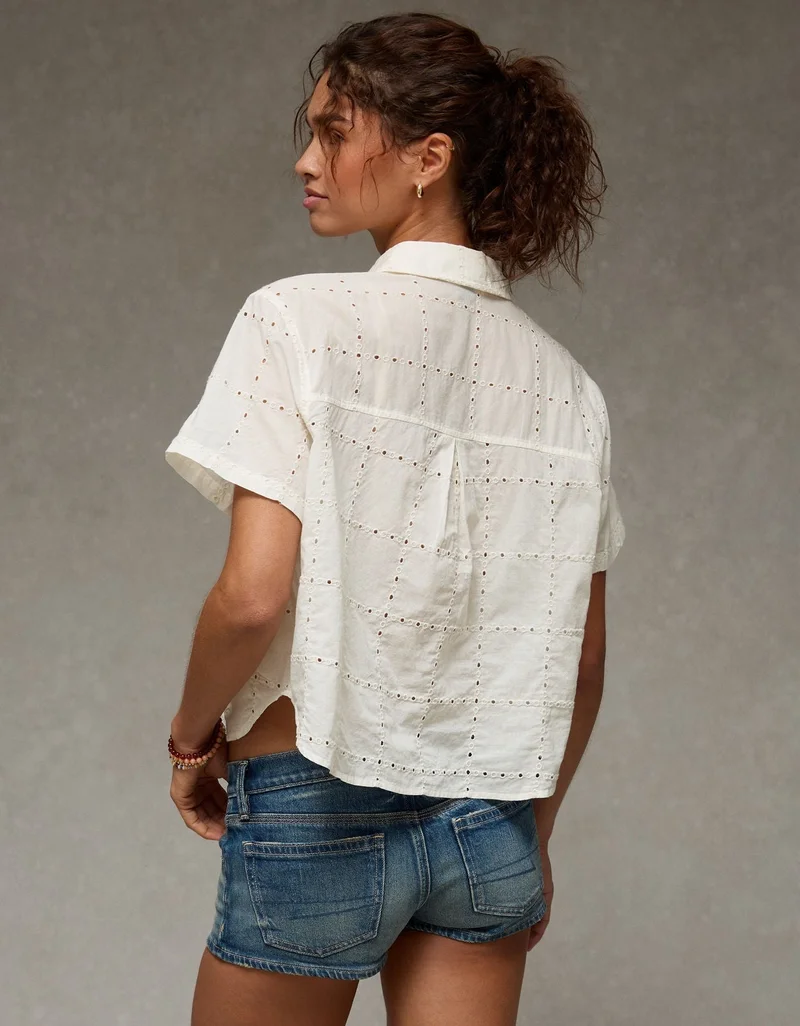 American Eagle  AE Embroidered Cabana Shirt for Women | Best Price UAE