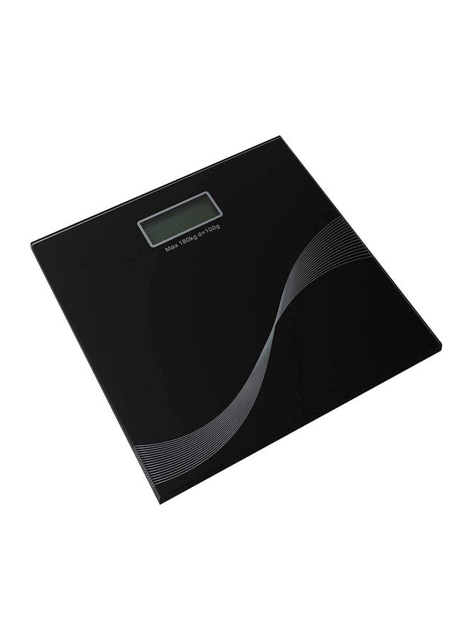 HOMEWE Electronic Thick Tempered Glass LCD Display Digital Personal Bathroom Health Body Weight Weighing Scales For Body Weight (Black) (Stripe Design Bathroom Scale) - Image 2
