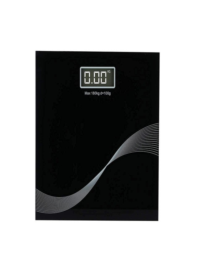 HOMEWE Electronic Thick Tempered Glass LCD Display Digital Personal Bathroom Health Body Weight Weighing Scales For Body Weight (Black) (Stripe Design Bathroom Scale) - Image 1