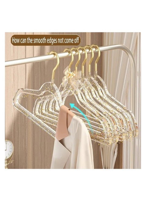 8-Pieces Clear Gold  Acrylic Hangers Non Slip Space Saving