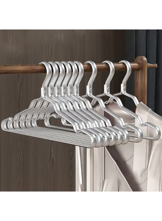 Aluminium Iron Hangers, Matt Silver Metal Hangers with Non-Slip Groove for Suit, T-Shirt, Shirt, Jacket, Dress, Trousers, Robust and - Image 1