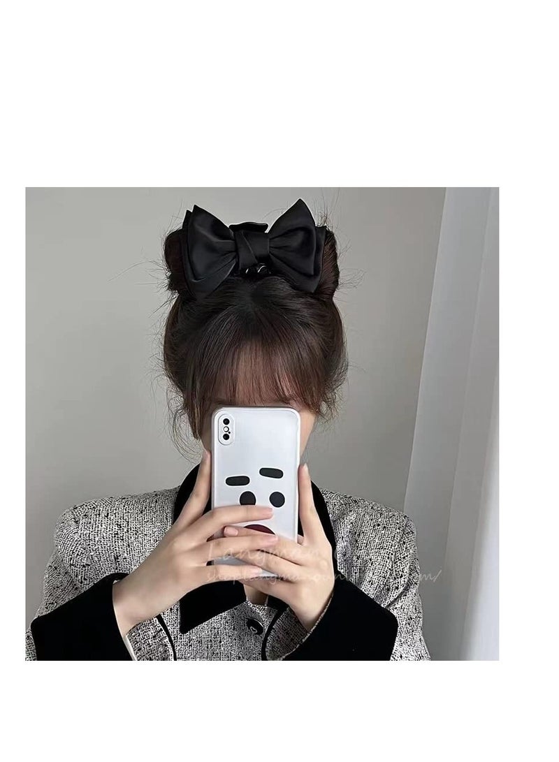 Excefore 3 Pack Big Bow Hair Claw Clips, Nonslip Barrettes Hair Accessories, Bow Knot Strong Hold Hair Jaw Clips for Thin Thick Curly Hair, Suitable for Birthday Party Show (Black White Red) - Image 5