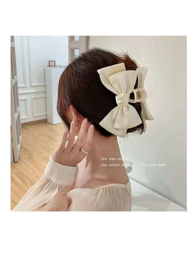 Excefore 3 Pack Big Bow Hair Claw Clips, Nonslip Barrettes Hair Accessories, Bow Knot Strong Hold Hair Jaw Clips for Thin Thick Curly Hair, Suitable for Birthday Party Show (Black White Red) - Image 4