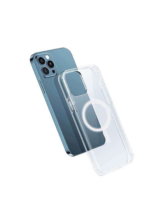 جراب خلفي كريستال مغناطيسي لهاتف آيفون 12 برو ماكس شفاف