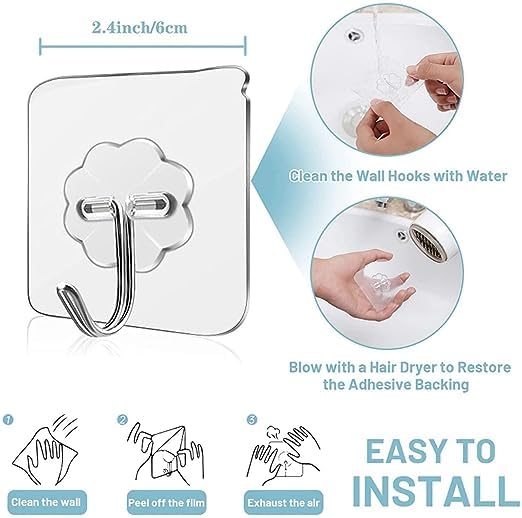 JASIFS JASIFS SelfAdhesive PVC Waterproof and Rustproof NonDrilling Wall Mounted Stainless Steel Hanger Wall Hook Ideal for Hanging UtensilsClothes and Photo Frame Pack of 20 - Image 4