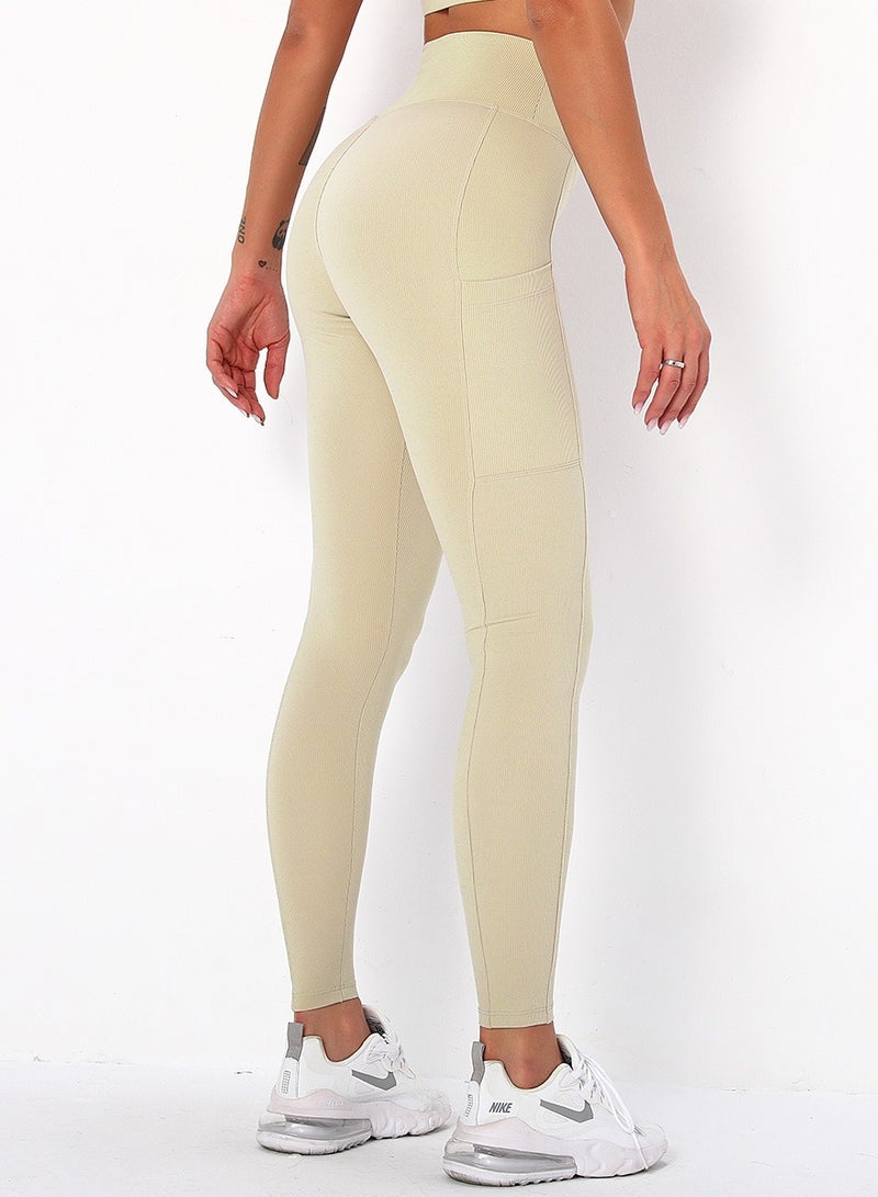 Loquat Women Quick Dry Breathable Yoga Pant Khaki  - Image 2