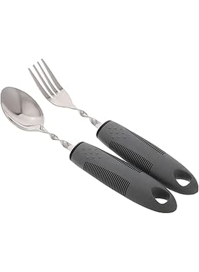 Weighted Stainless Steel Adaptive Fork And Spoon Set For Elderly Self Feeding - Image 1