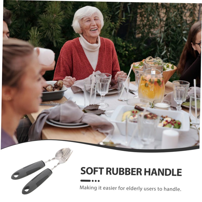 Weighted Stainless Steel Adaptive Fork And Spoon Set For Elderly Self Feeding - Image 4
