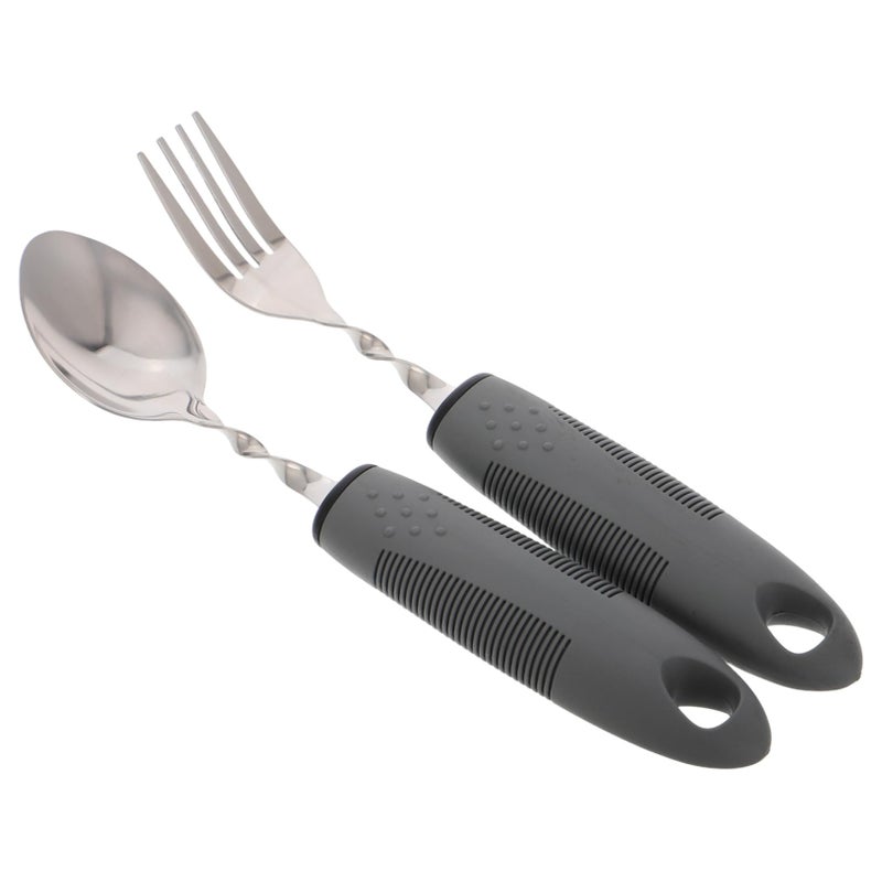 Weighted Stainless Steel Adaptive Fork And Spoon Set For Elderly Self Feeding - Image 2