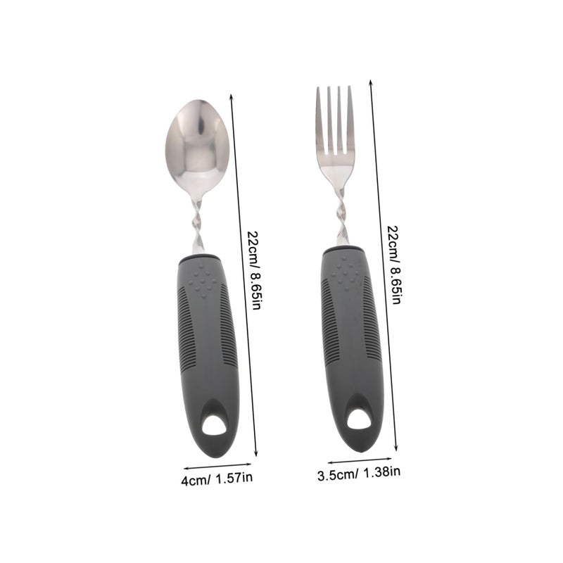 Weighted Stainless Steel Adaptive Fork And Spoon Set For Elderly Self Feeding - Image 3