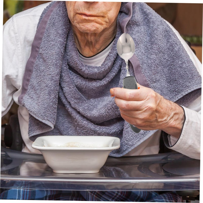 Weighted Stainless Steel Adaptive Fork And Spoon Set For Elderly Self Feeding - Image 5