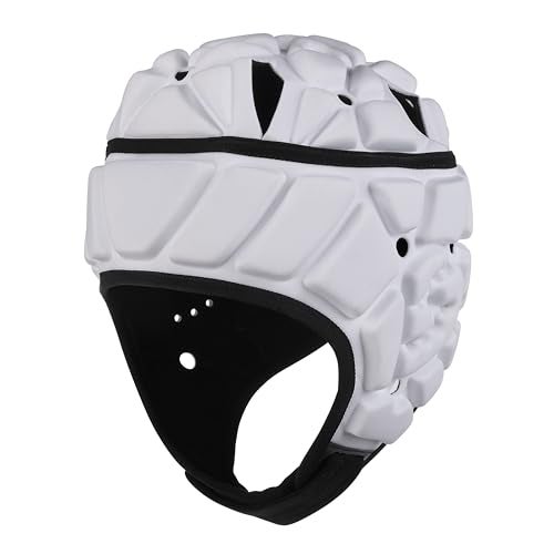 Surlim Flag Football Helmet Soft Shell Football Helmet for 7v7 Rugby Scrum Cap Style Headgear Lightweight Padded Protection Breathable Adjustable Fit for Adults Youth White Medium - Image 1