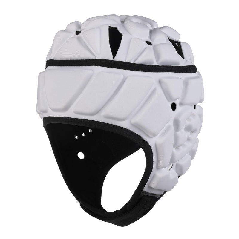 Surlim Flag Football Helmet Soft Shell Football Helmet for 7v7 Rugby Scrum Cap Style Headgear Lightweight Padded Protection Breathable Adjustable Fit for Adults Youth White Medium - Image 2
