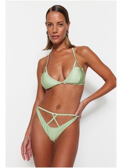 trendyol Green Cut Out/Window High Leg Bikini Bottom TBESS23BA00014  - Image 1