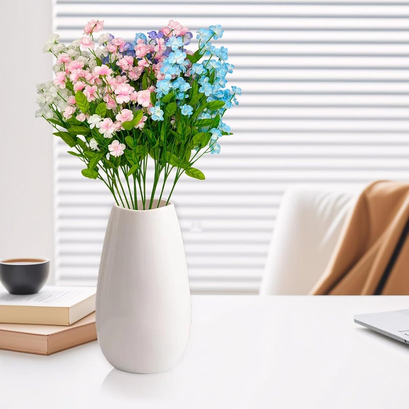 Featuman زهور زرقاء اصطناعية من شركة Featuman مع سيقان، 2 باقة من نوع “Forget Me Not”， زهور اصطناعية للوضع في الوعاء، زهور حريرية بطول 18.5 بوصة مناسبة للديكور المنزلي، باقات زفاف، يوم التذكار. - Image 5