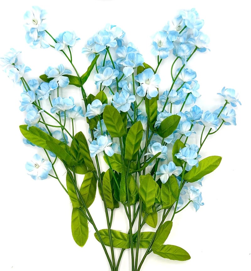 Featuman زهور زرقاء اصطناعية من شركة Featuman مع سيقان، 2 باقة من نوع “Forget Me Not”， زهور اصطناعية للوضع في الوعاء، زهور حريرية بطول 18.5 بوصة مناسبة للديكور المنزلي، باقات زفاف، يوم التذكار. - Image 1