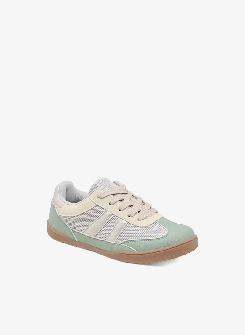 Little Missy GREEN Girls Panelled Lace-Up Sneakers for Women | Best Price UAE