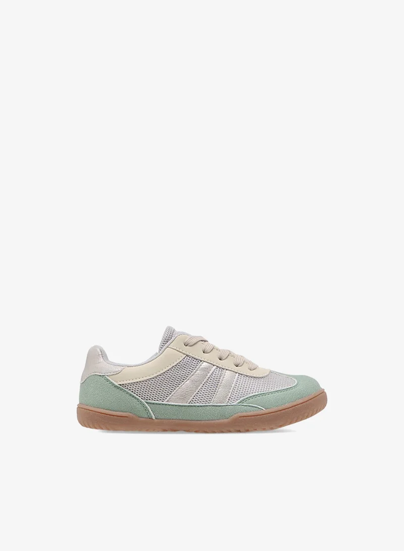 Little Missy GREEN Girls Panelled Lace-Up Sneakers for Women | Best Price UAE