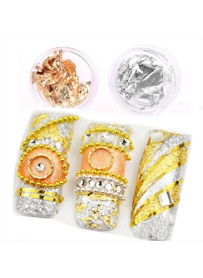 Minejin 12 Pot/Set Nail Art Gold Silver Paillette Flake Chip Foil DIY Glitter Decal Acrylic UV Gel Decoration - Image 3