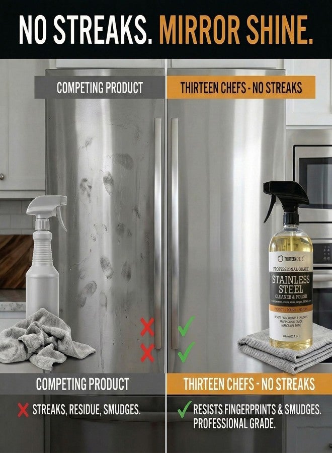 Thirteen Chefs Stainless Steel Cleaner and Polish for Fridge, Oven, Cooktop, Kitchen Appliances, BBQ and Ranges – 16oz - Image 4